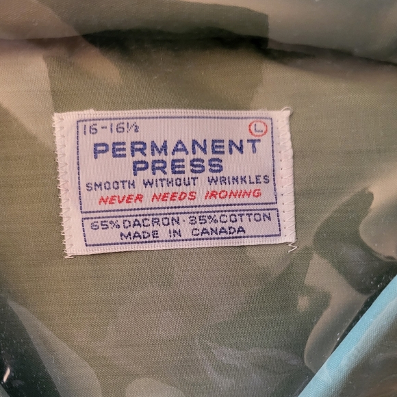 Vintage Men’s Permanent-press Dress Shirt. Green. Large 16-16 1/2. NWT - Picture 2 of 5